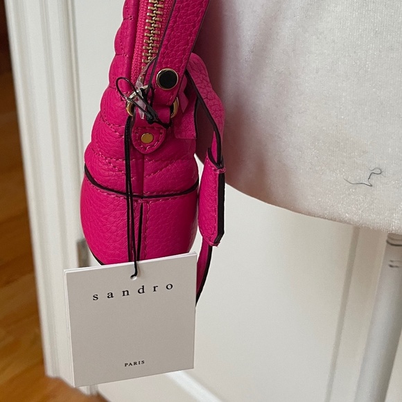 Last One!!!Fuchsia Thelma quilted pebbled-leather shoulder bag from SANDRO - Picture 10 of 15